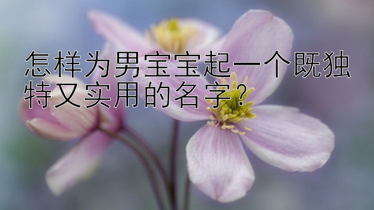 怎样为男宝宝起一个既独特又实用的名字？