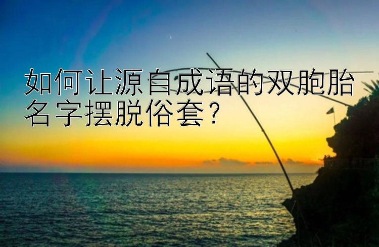 如何让源自成语的双胞胎名字摆脱俗套？