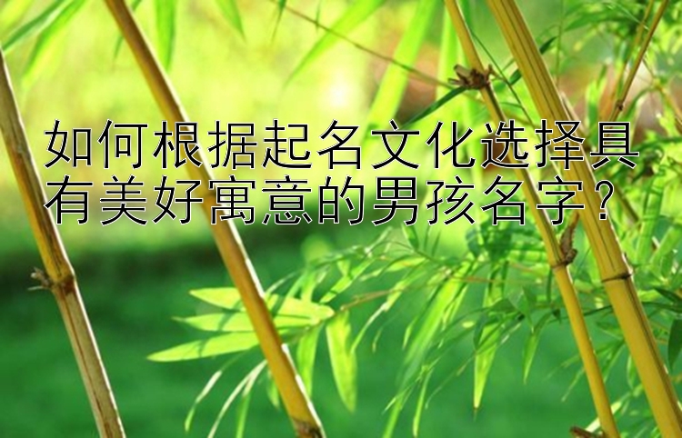 如何根据起名文化选择具有美好寓意的男孩名字？