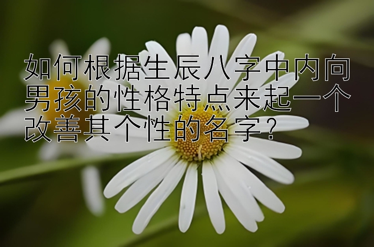 如何根据生辰八字中内向男孩的性格特点来起一个改善其个性的名字？