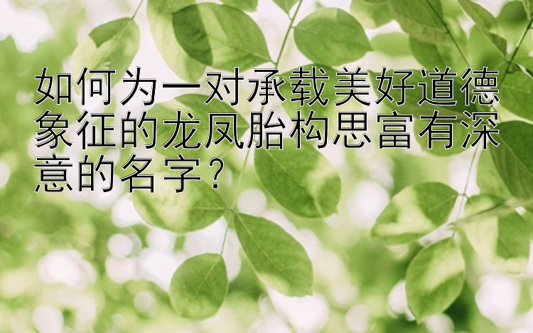 如何为一对承载美好道德象征的龙凤胎构思富有深意的名字？