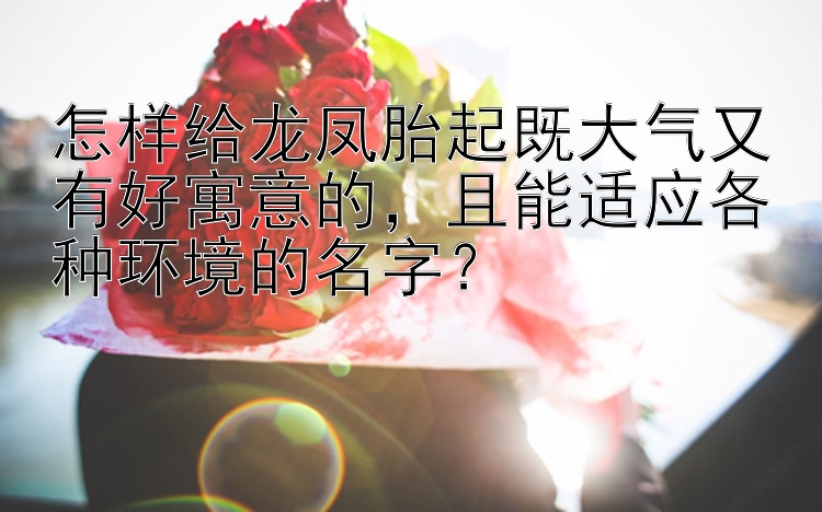 怎样给龙凤胎起既大气又有好寓意的，且能适应各种环境的名字？