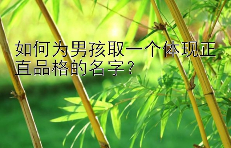 如何为男孩取一个体现正直品格的名字？