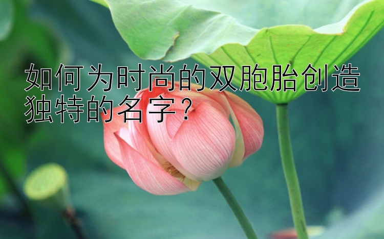 如何为时尚的双胞胎创造独特的名字？