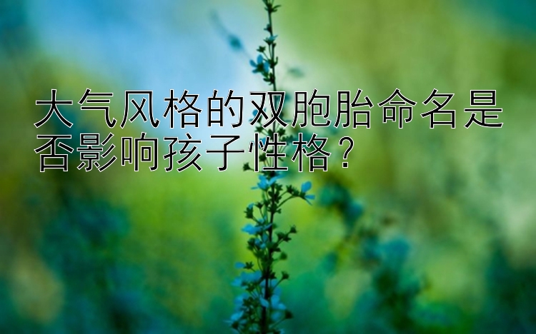 大气风格的双胞胎命名是否影响孩子性格？