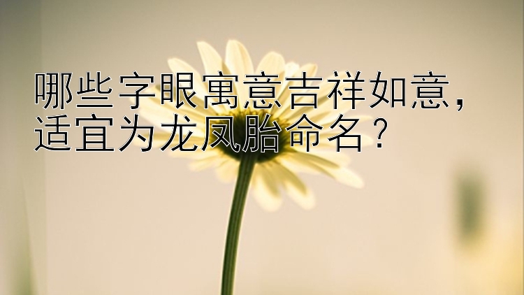 哪些字眼寓意吉祥如意，适宜为龙凤胎命名？