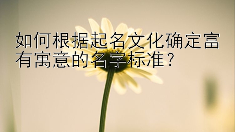 如何根据起名文化确定富有寓意的名字标准？