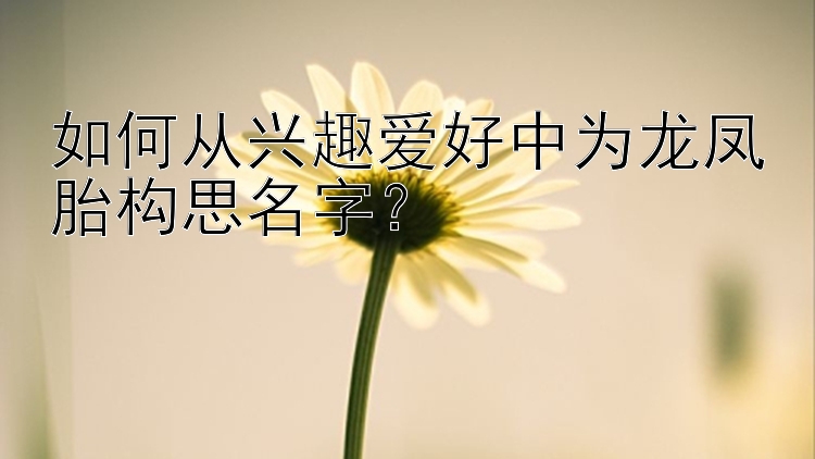 如何从兴趣爱好中为龙凤胎构思名字？