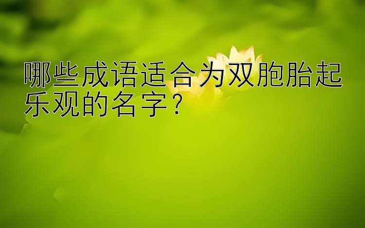 哪些成语适合为双胞胎起乐观的名字？