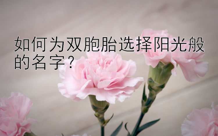 如何为双胞胎选择阳光般的名字？