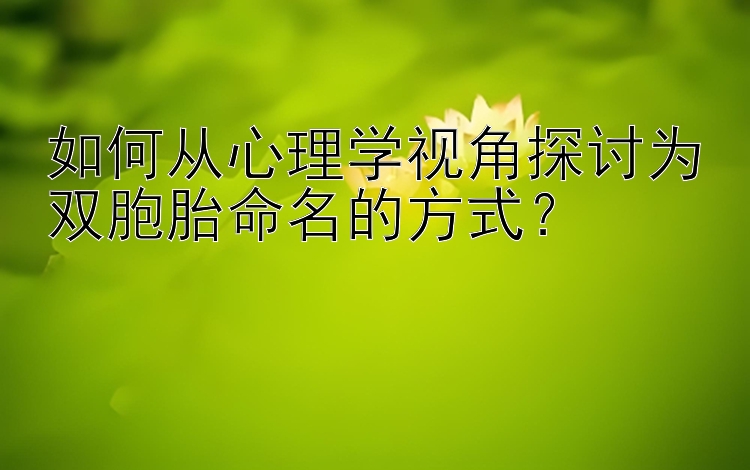 如何从心理学视角探讨为双胞胎命名的方式？