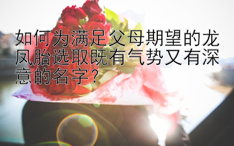 如何为满足父母期望的龙凤胎选取既有气势又有深意的名字？