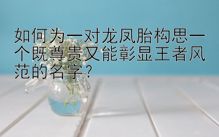 如何为一对龙凤胎构思一个既尊贵又能彰显王者风范的名字？