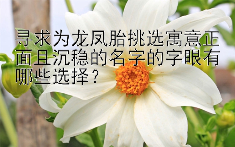 寻求为龙凤胎挑选寓意正面且沉稳的名字的字眼有哪些选择？