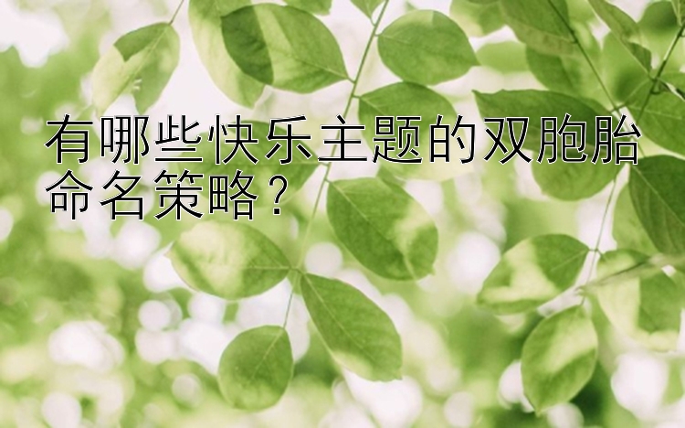 有哪些快乐主题的双胞胎命名策略？