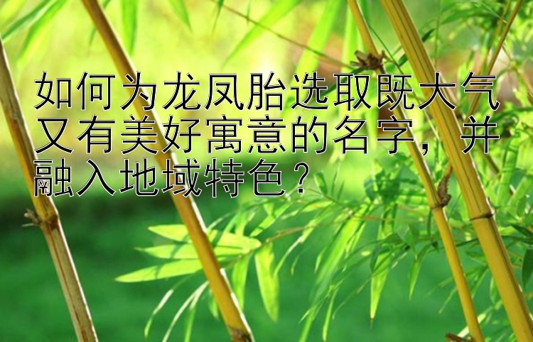 如何为龙凤胎选取既大气又有美好寓意的名字，并融入地域特色？