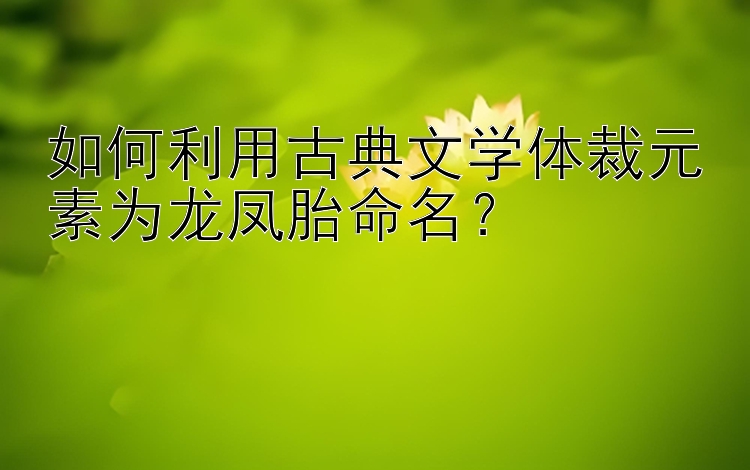 如何利用古典文学体裁元素为龙凤胎命名？