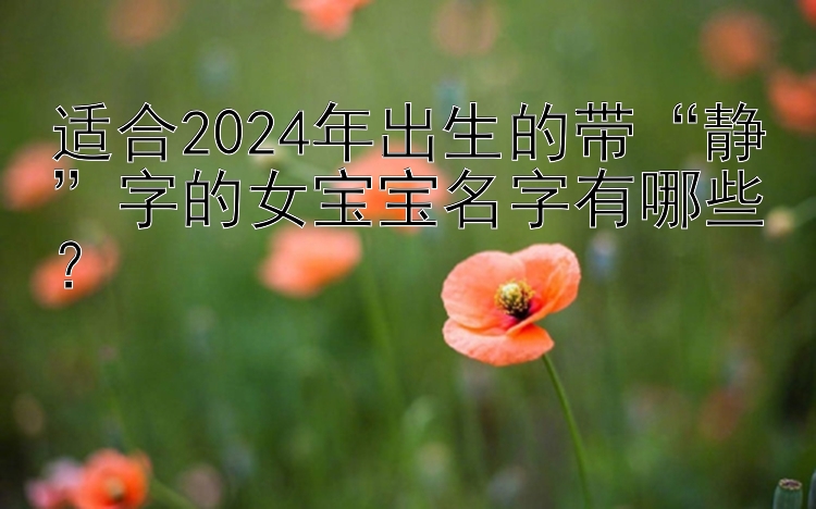 适合2024年出生的带“静”字的女宝宝名字有哪些？