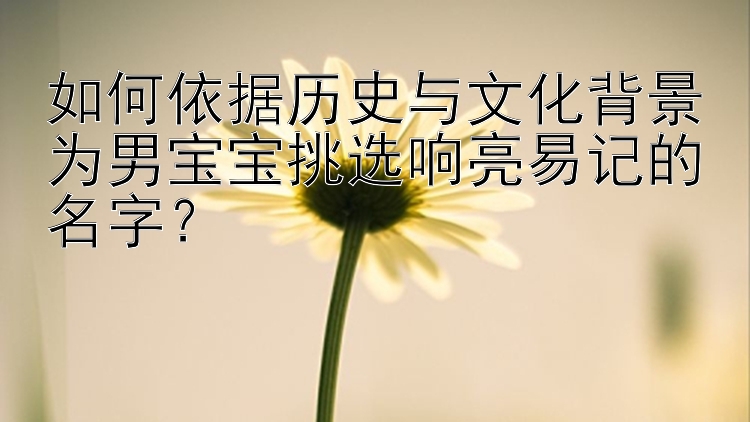 如何依据历史与文化背景为男宝宝挑选响亮易记的名字？