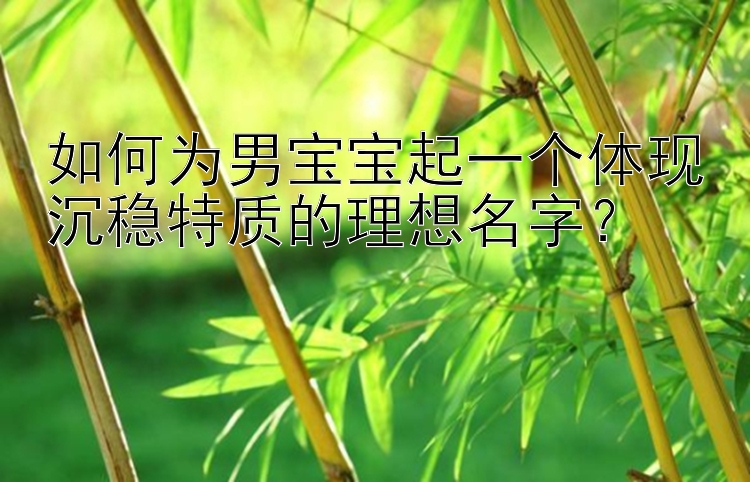 如何为男宝宝起一个体现沉稳特质的理想名字？