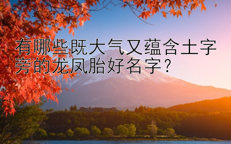 有哪些既大气又蕴含土字旁的龙凤胎好名字？