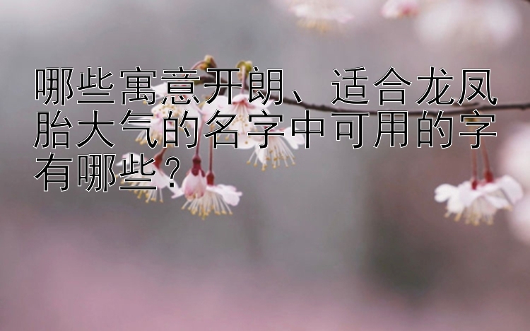 哪些寓意开朗、适合龙凤胎大气的名字中可用的字有哪些？