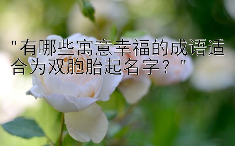 有哪些寓意幸福的成语适合为双胞胎起名字？