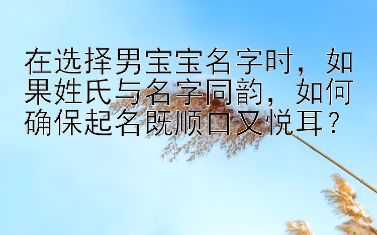 在选择男宝宝名字时，如果姓氏与名字同韵，如何确保起名既顺口又悦耳？