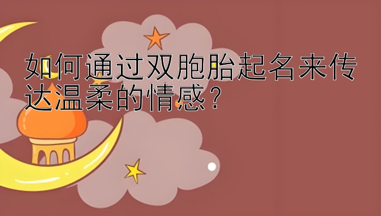 如何通过双胞胎起名来传达温柔的情感？