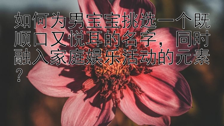 如何为男宝宝挑选一个既顺口又悦耳的名字，同时融入家庭娱乐活动的元素？