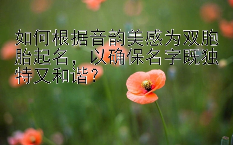 如何根据音韵美感为双胞胎起名，以确保名字既独特又和谐？