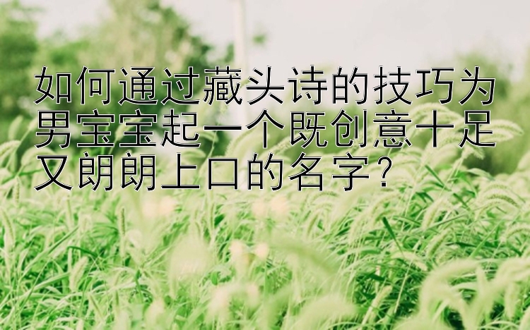 如何通过藏头诗的技巧为男宝宝起一个既创意十足又朗朗上口的名字？